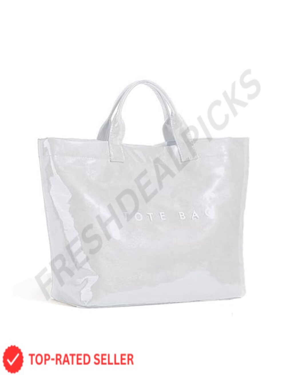 Clear PVC Tote Bag with Letters Print Women's Large Handbag Shoulder Shopping